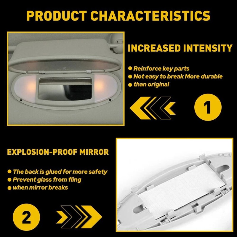 Car Sun Visor With Mirror Durable Vanity Makeup Visor Cover 5