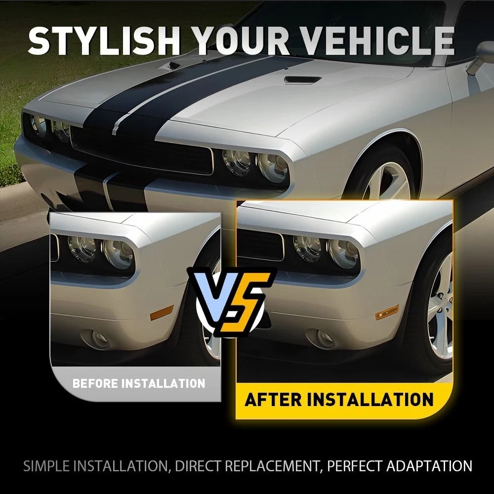 Amber Front Side Marker Light Cover Signal Lamp Replacement For Vehicle 4