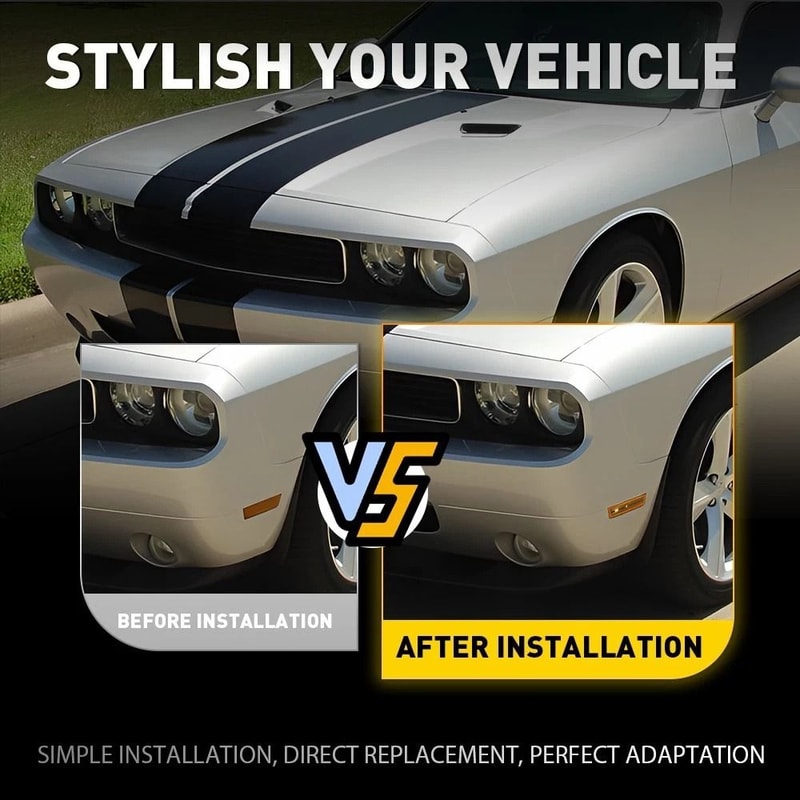 Amber Front Side Marker Light Cover Signal Lamp Replacement For Vehicle 4