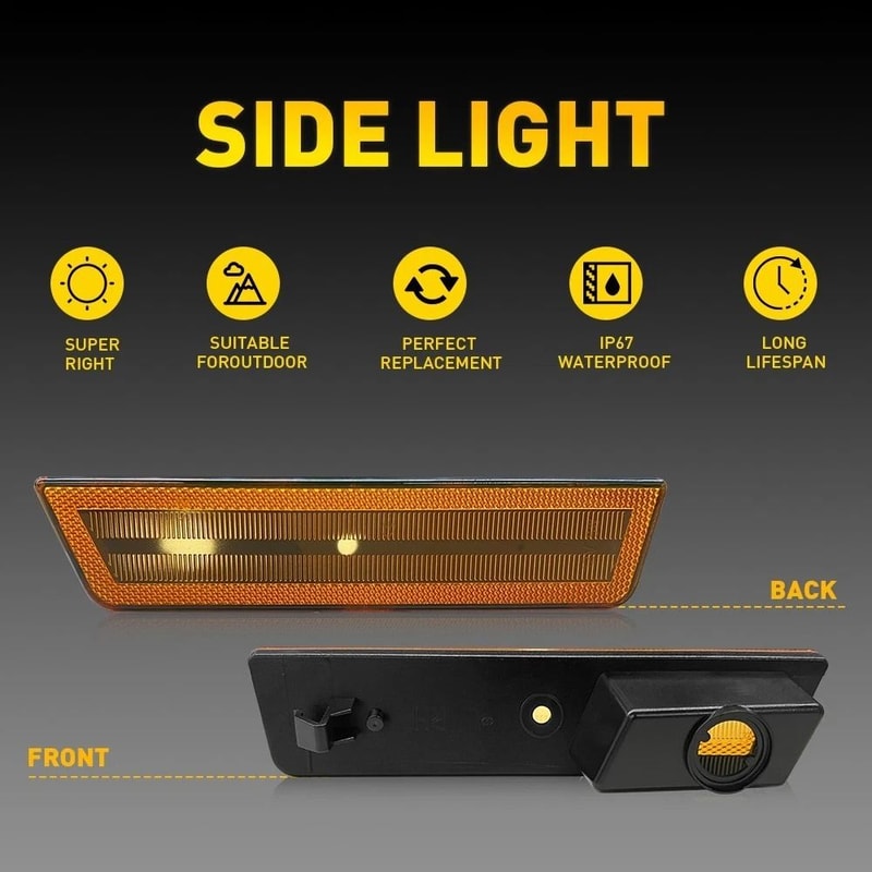 Amber Front Side Marker Light Cover Signal Lamp Replacement For Vehicle 5