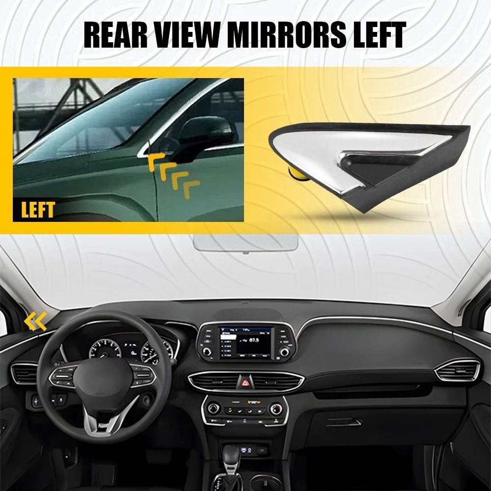 Mirror Corner Fender Molding For Left Side Durable Chrome And Black Trim 3