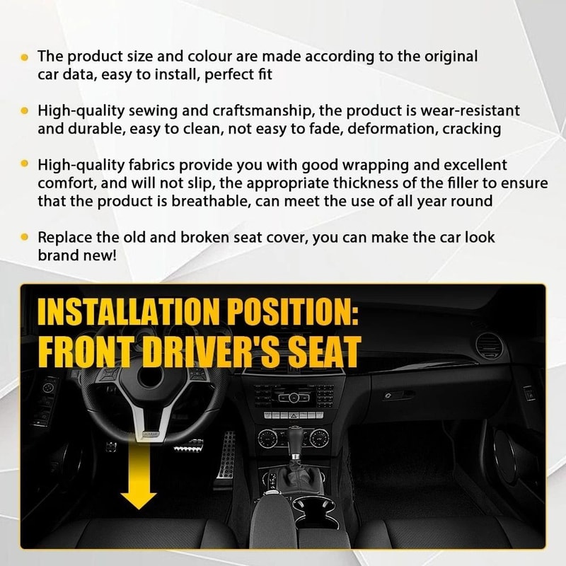 HighQuality Leather Driver Bottom Seat Cover WearResistant Breathable 5