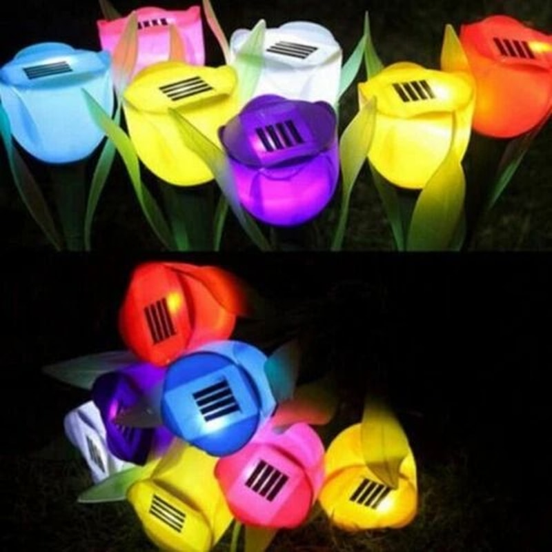 LED Solar Tulip Flower Lights Outdoor Garden Pathway Decor Lamp Solar Powered Yard Lighting For Law 5