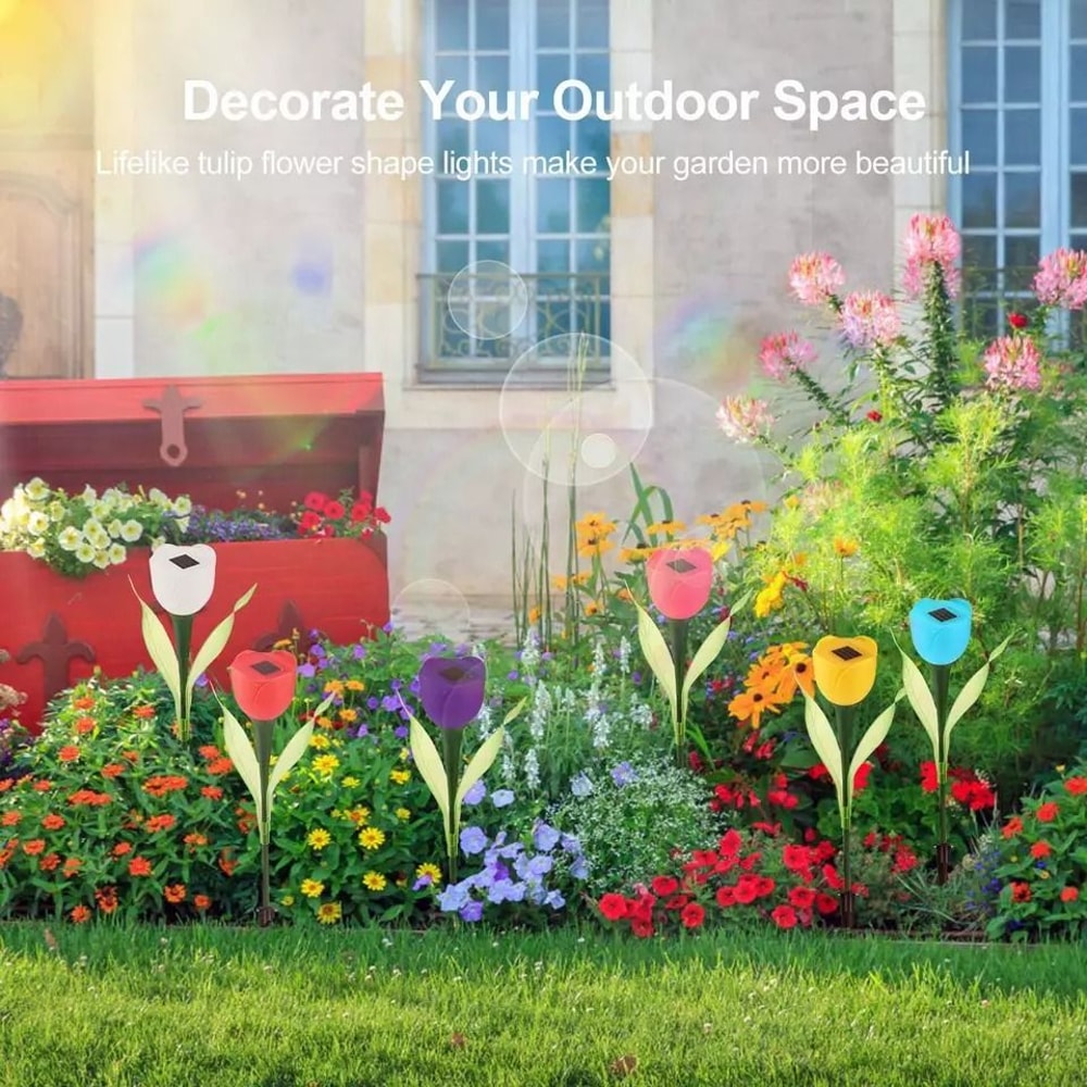 LED Solar Tulip Flower Lights Outdoor Garden Pathway Decor Lamp Solar Powered Yard Lighting For Law 8