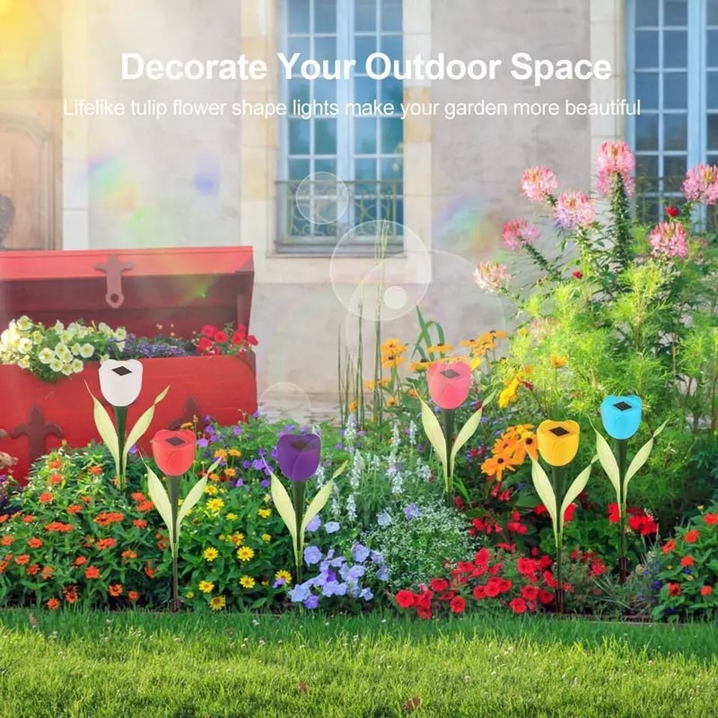 LED Solar Tulip Flower Lights Outdoor Garden Pathway Decor Lamp Solar Powered Yard Lighting For Law 8