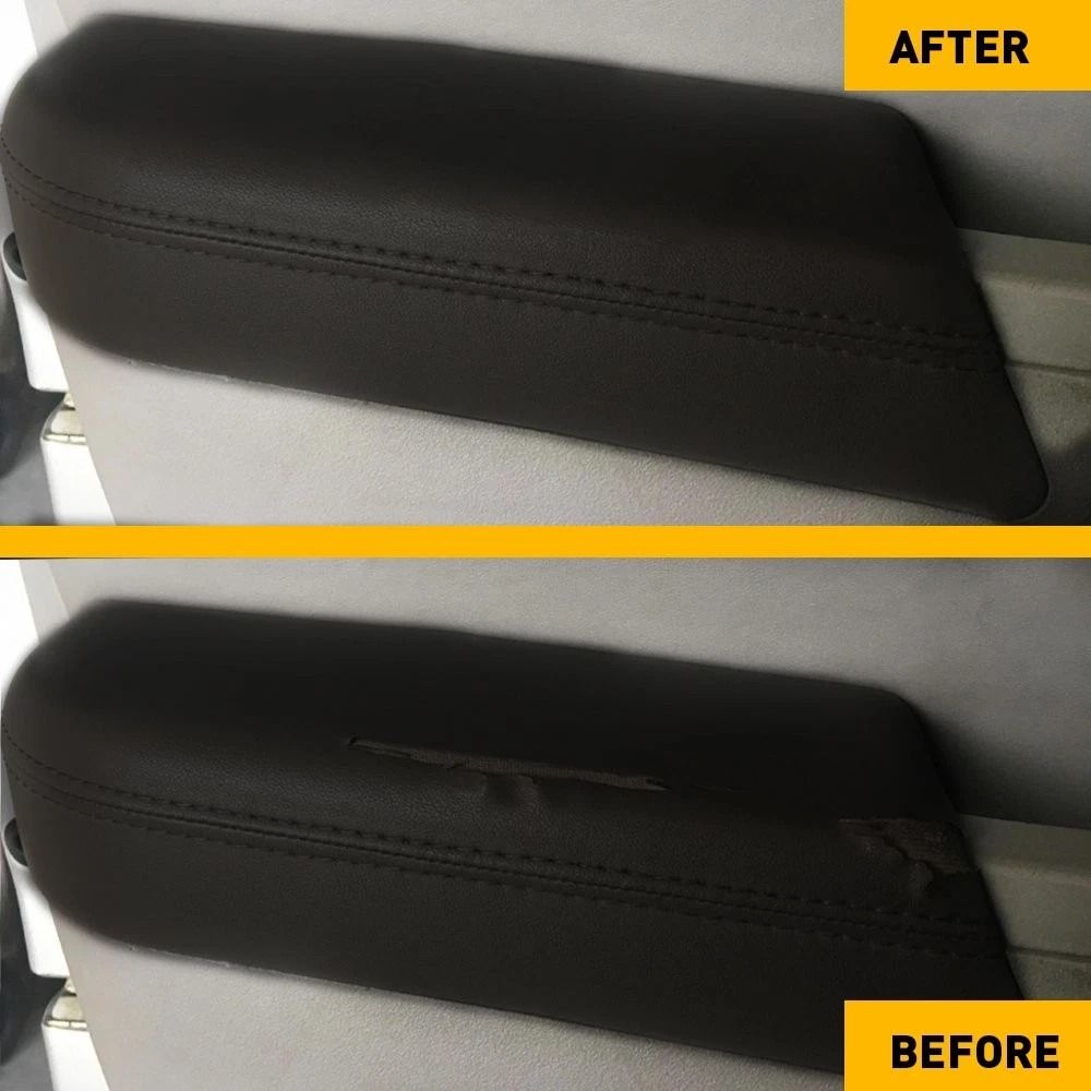 Black Leather Front Door Panels Armrest Cover Scratch Resistant Soft Comfortable 5