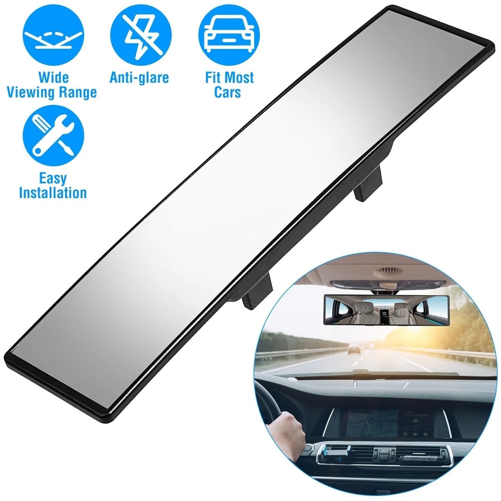 Universal Car Rear View Mirror Click On Wide Angle Convex Panoramic Rearview AntiGlare 0
