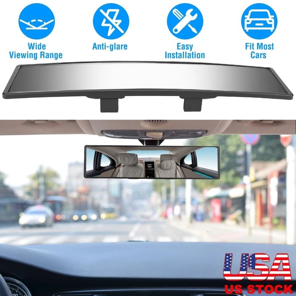 Universal Car Rear View Mirror Click On Wide Angle Convex Panoramic Rearview AntiGlare 9