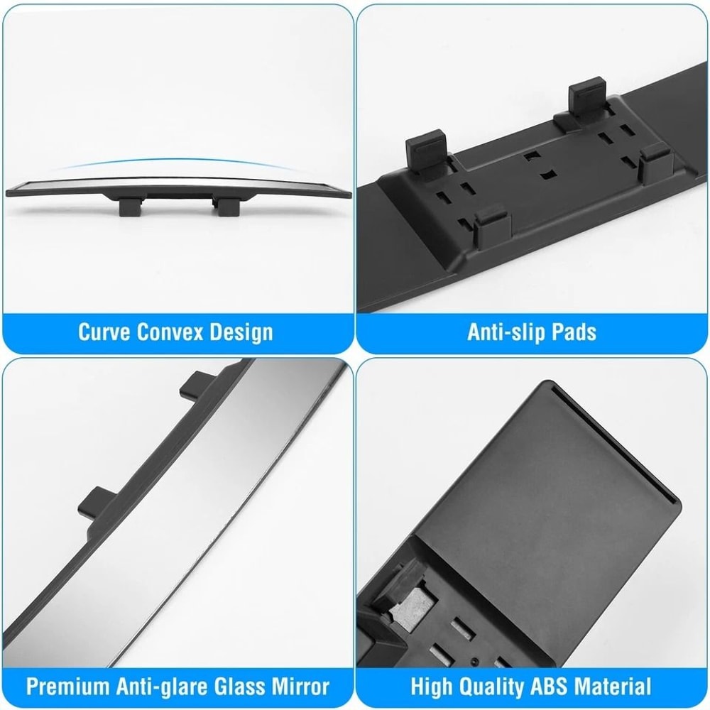 Universal Car Rear View Mirror Click On Wide Angle Convex Panoramic Rearview AntiGlare 4