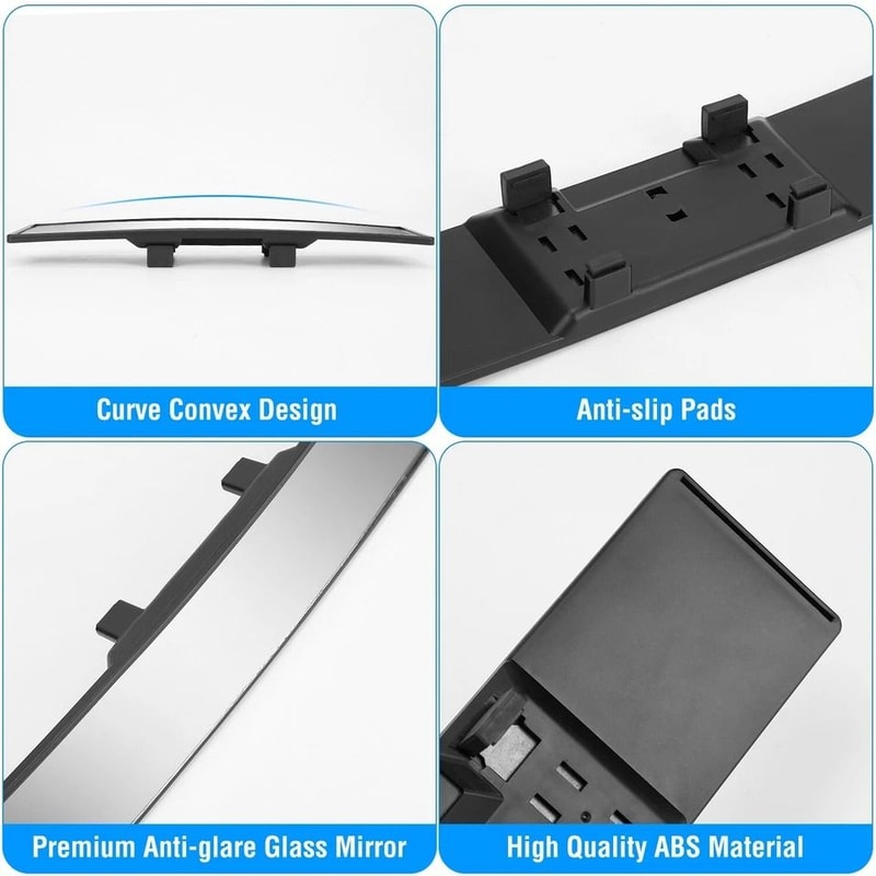 Universal Car Rear View Mirror Click On Wide Angle Convex Panoramic Rearview AntiGlare 4