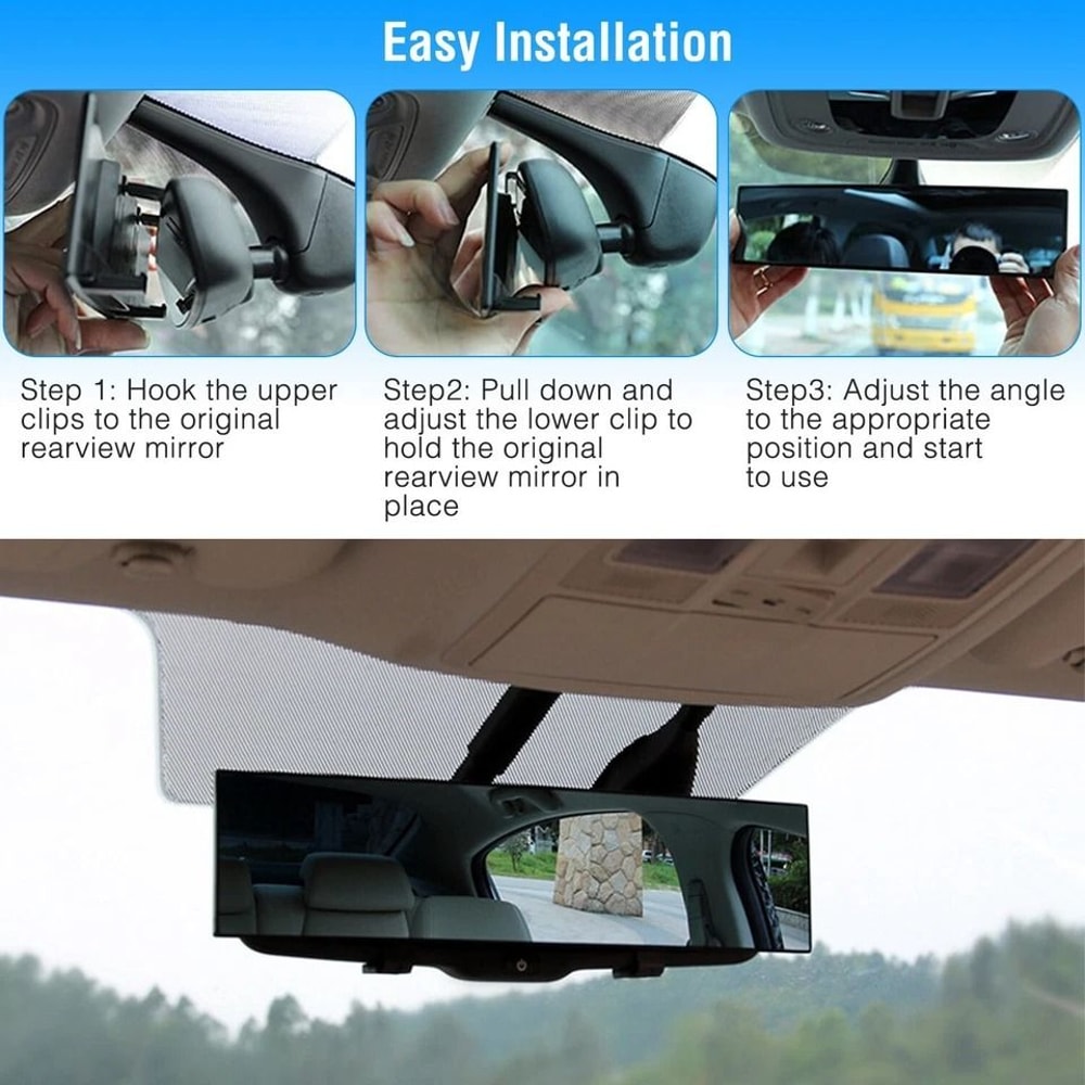 Universal Car Rear View Mirror Click On Wide Angle Convex Panoramic Rearview AntiGlare 6