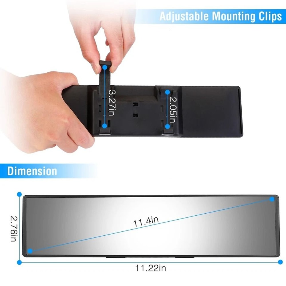 Universal Car Rear View Mirror Click On Wide Angle Convex Panoramic Rearview AntiGlare 8