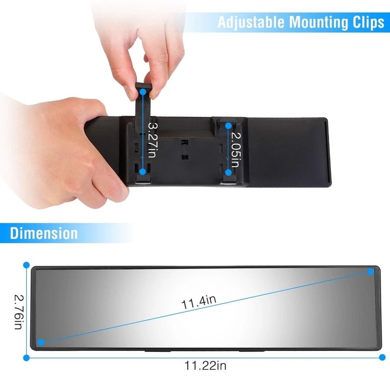 Universal Car Rear View Mirror Click On Wide Angle Convex Panoramic Rearview AntiGlare 8