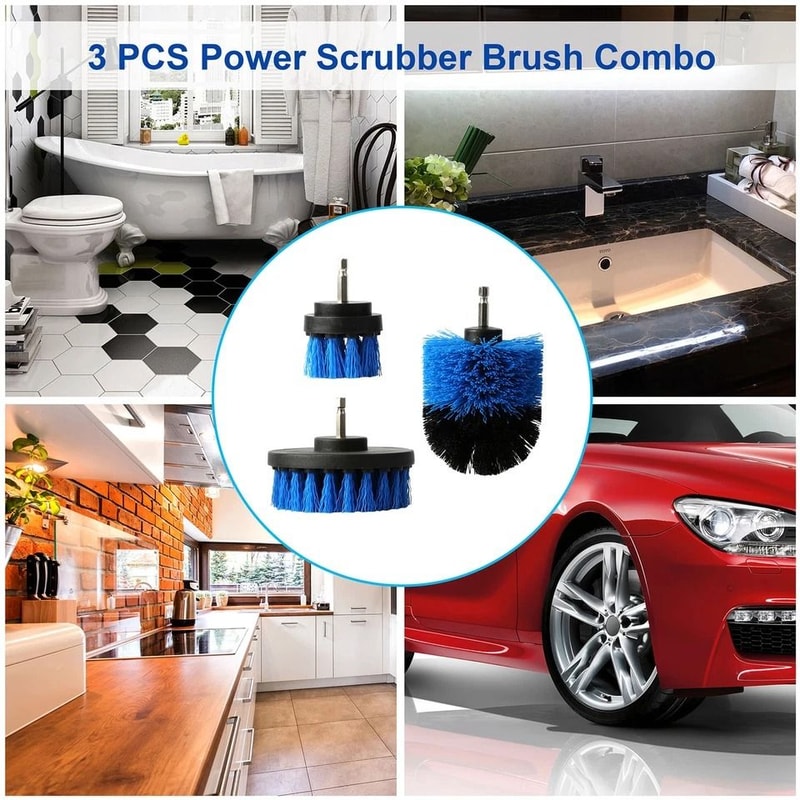 Drill Brush Set Tile Grout Scrubber Auto Cleaner Combo For Floors And Walls 3