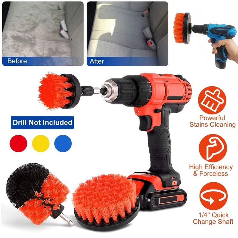 Drill Brush Set Tile Grout Scrubber Auto Cleaner Combo For Floors And Walls 10