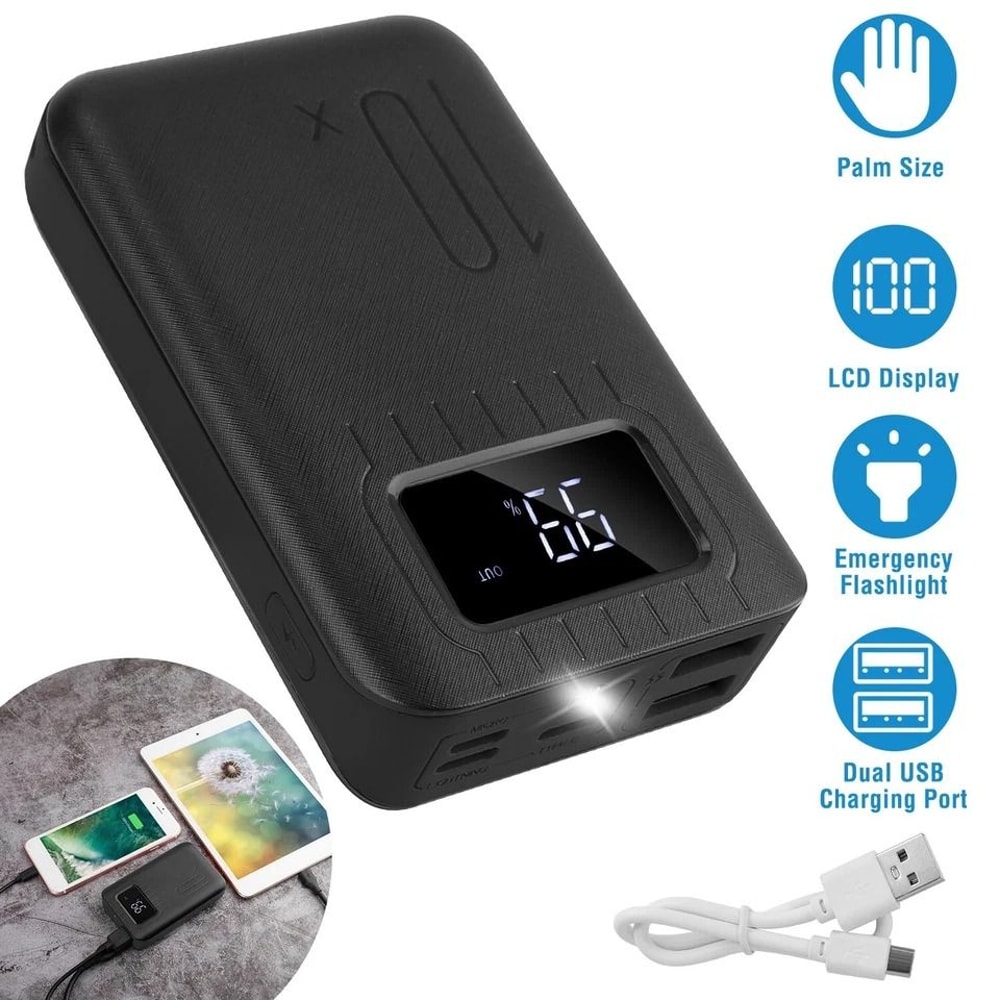 Power Bank For Heated Vest Mobile Phones LCD Display Dual USB Charging Ports Portable Charger 6