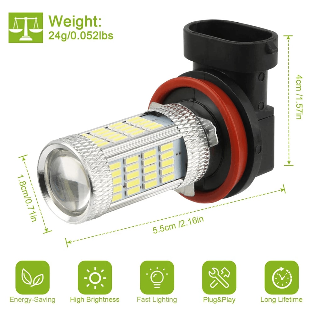 Super Bright LED Fog Light Bulb Projector Driving DRL White Waterproof Energy Efficient 2