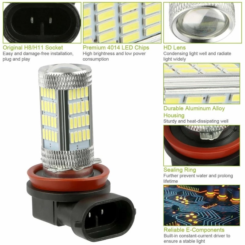 Super Bright LED Fog Light Bulb Projector Driving DRL White Waterproof Energy Efficient 7