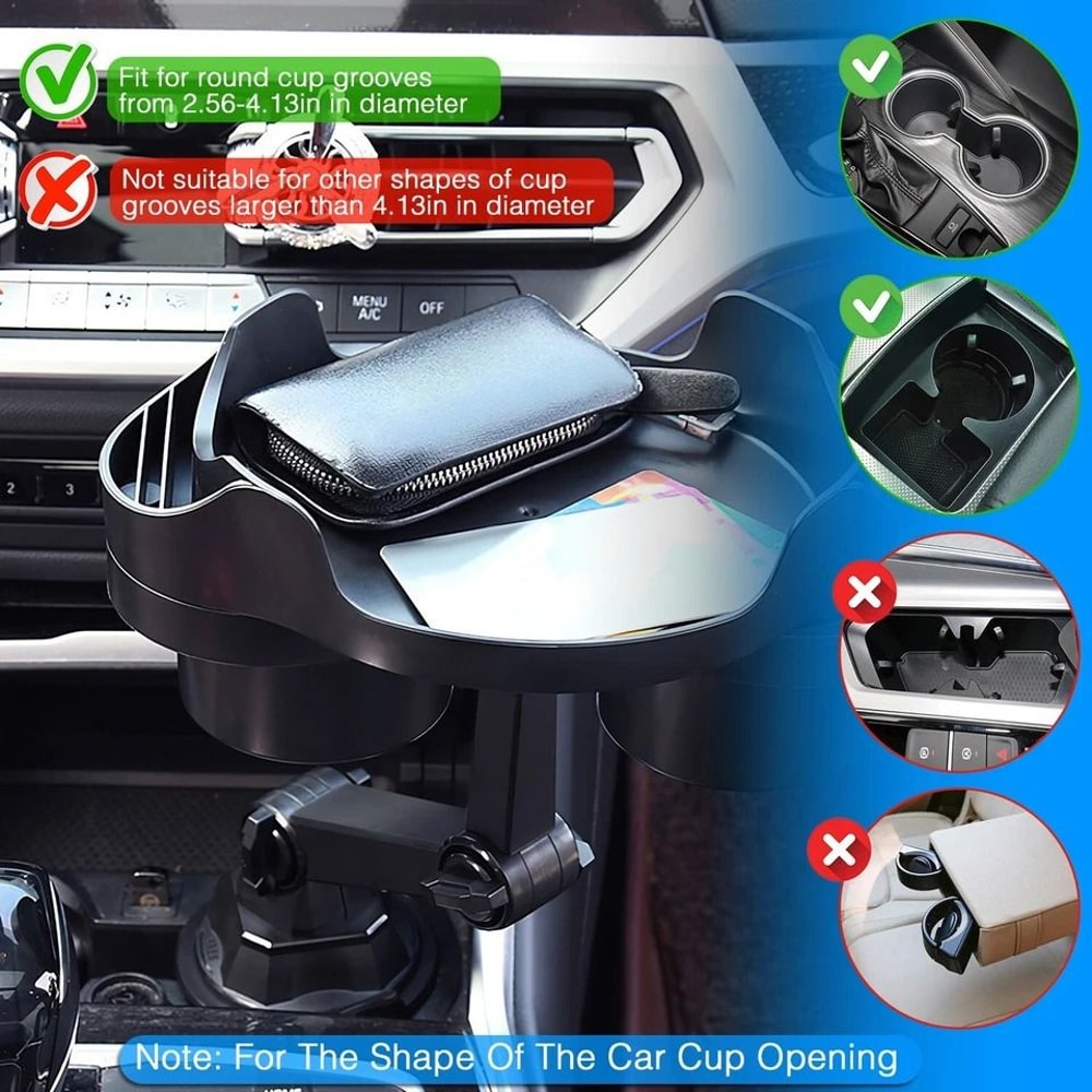 Car Cup Holder Expander Water Cup Tray With Bottle Stand Rotating Mount For Enhanced Vehicle Storag 4