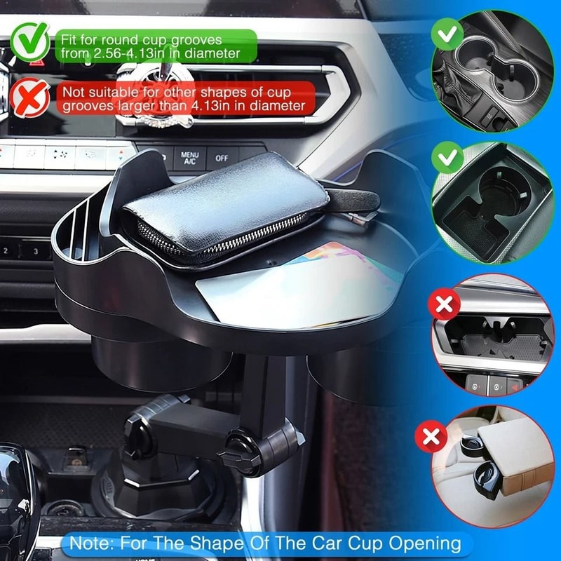 Car Cup Holder Expander Water Cup Tray With Bottle Stand Rotating Mount For Enhanced Vehicle Storag 4