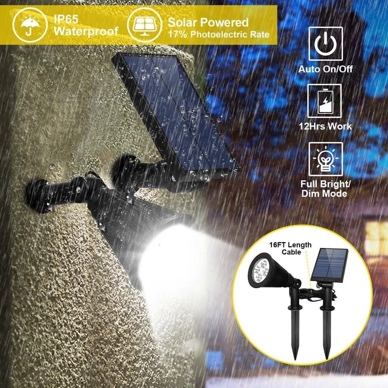 Solar Power LED Spot Light Outdoor Walkway Garden Lamp Lawn Landscape Pathway Lights 5