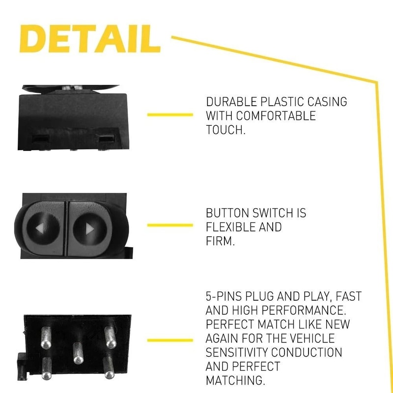 Power Window Switch Single Button HighQuality Replacement Switch 5