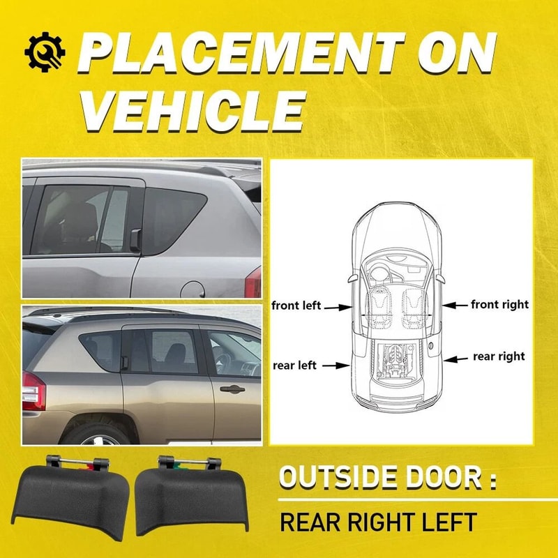 Black Outside Rear Left And Right Door Handle Perfect Fitment Quality Material 5