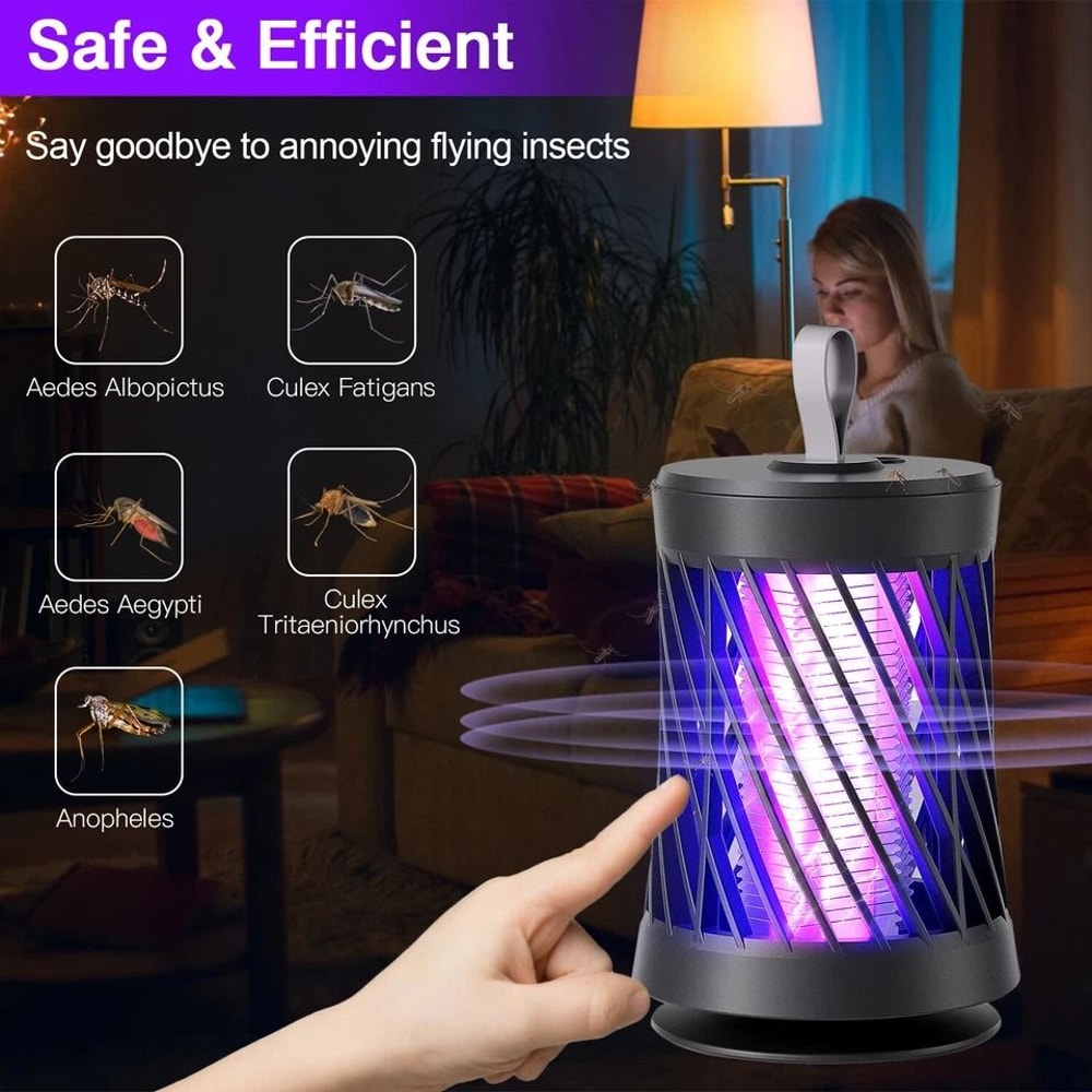 Electric Bug Zapper Portable Mosquito Killer Lamp Rechargeable Insect Fly Trap UV Light With Shock 12