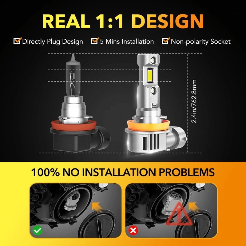 LED Headlight Bulbs Low Beam Super Bright Conversion Kit White 3