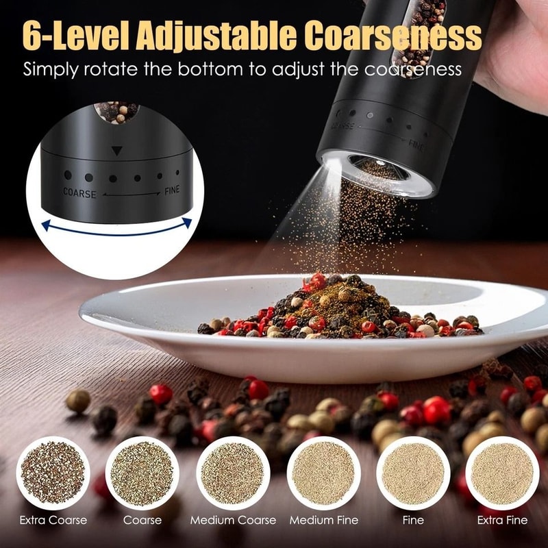 USB Electric Pepper Grinder Salt Grinder Machine For Kitchen 6Level Adjustable Coarseness Rechargea 6