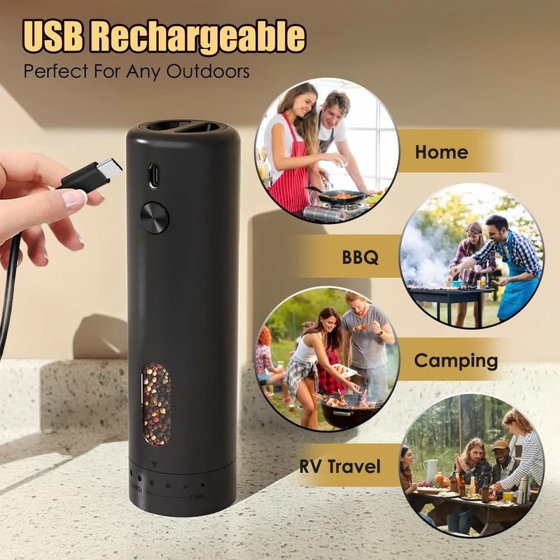 USB Electric Pepper Grinder Salt Grinder Machine For Kitchen 6Level Adjustable Coarseness Rechargea 7
