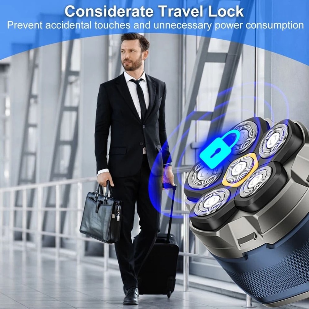 Magnetic Floating Electric Head Shaver Waterproof Razor For Wet Dry Shaving LED Display Fast Chargi 6