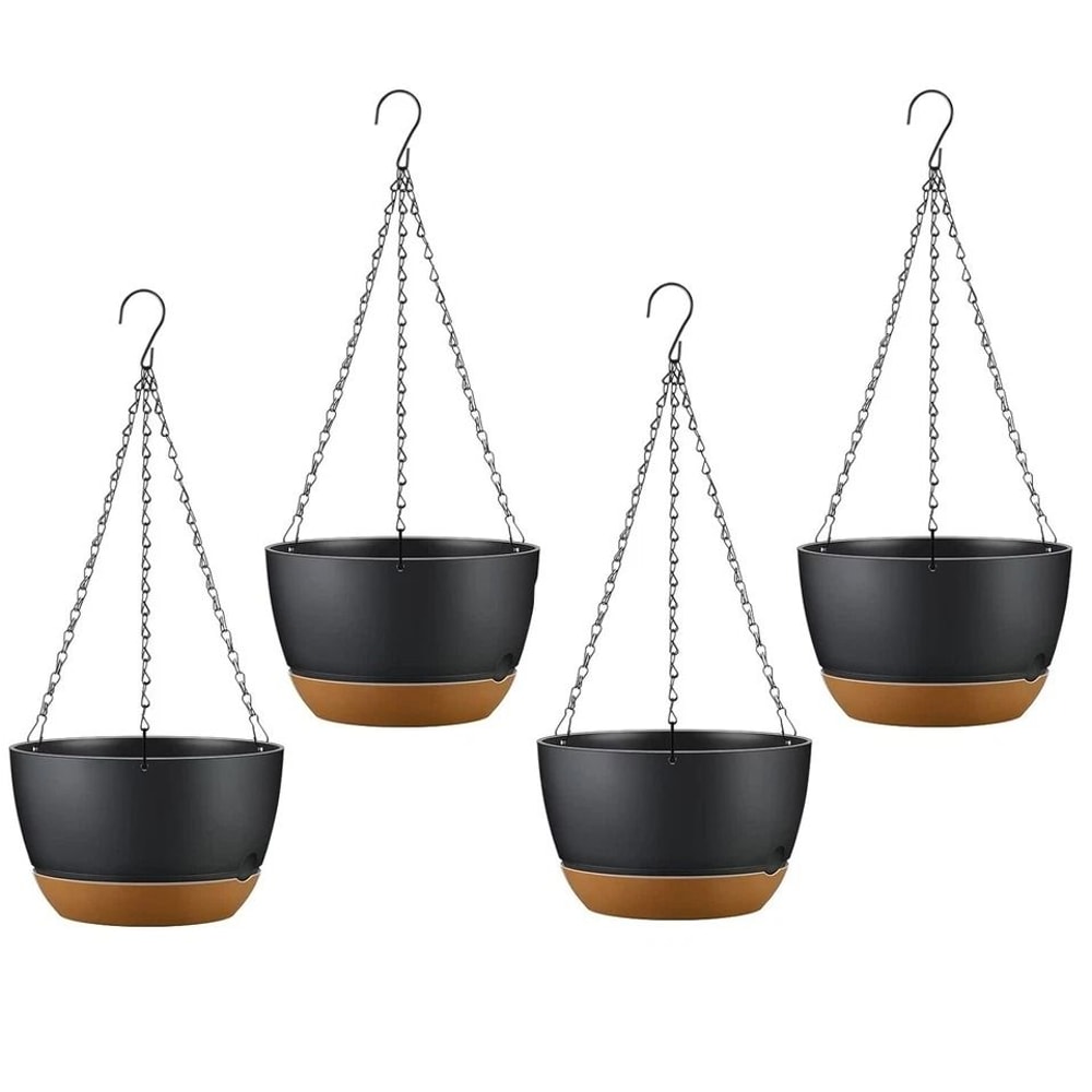 Hanging Planter Pots Plastic Garden Pots With SelfWatering Tray 964in Diameter Adjustable Iron Chai 0
