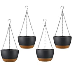 hanging planter pots, plastic garden pots with self-watering tray, diameter, adjustable iron chains for flowers