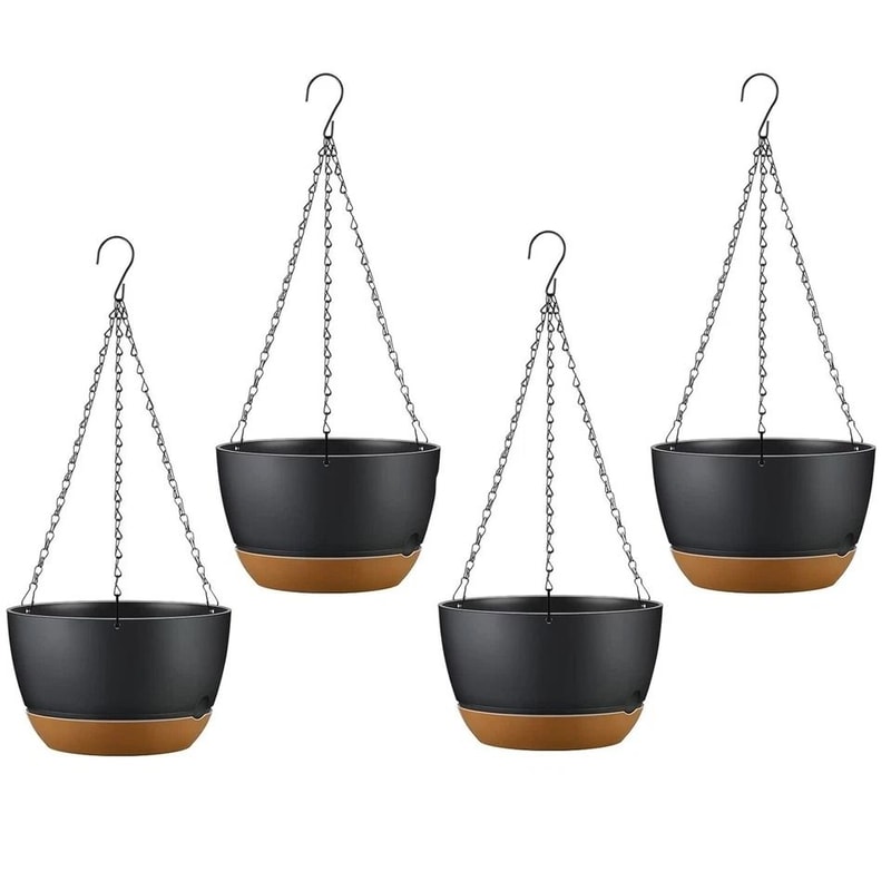 Hanging Planter Pots Plastic Garden Pots With SelfWatering Tray 964in Diameter Adjustable Iron Chai 0