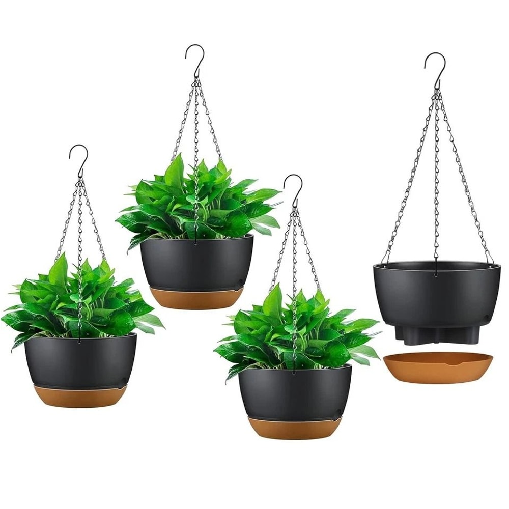 Hanging Planter Pots Plastic Garden Pots With SelfWatering Tray 964in Diameter Adjustable Iron Chai 1