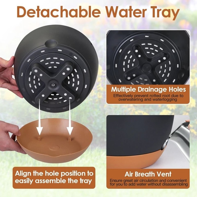 Hanging Planter Pots Plastic Garden Pots With SelfWatering Tray 964in Diameter Adjustable Iron Chai 6