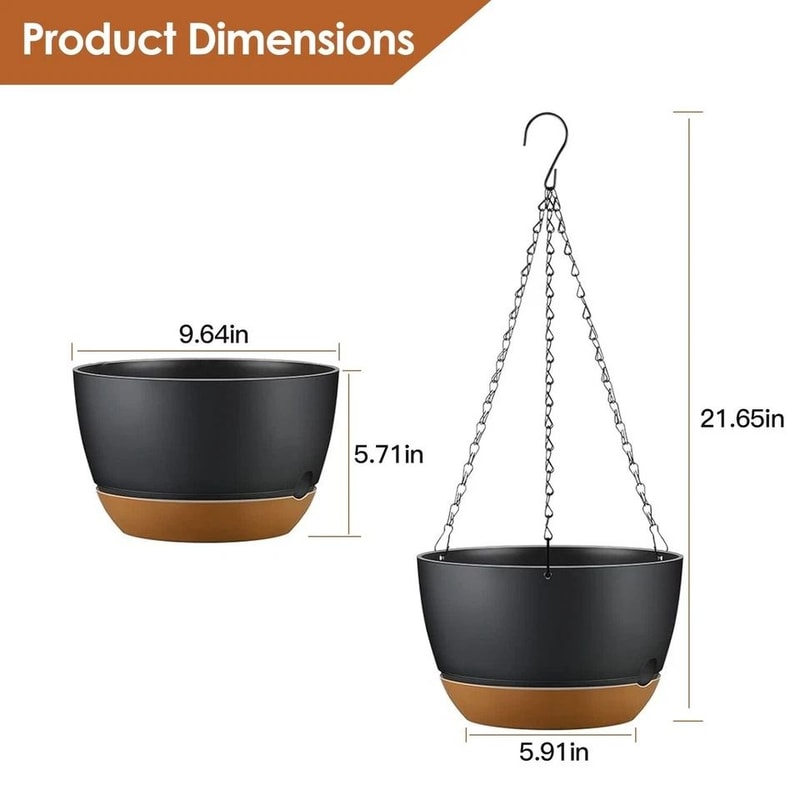 Hanging Planter Pots Plastic Garden Pots With SelfWatering Tray 964in Diameter Adjustable Iron Chai 4