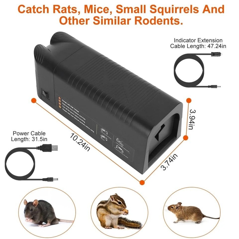 Rodent Zapper Electric Rat Trap 1800V Shock Mice Trap Rechargeable Reusable Home Pest Control Solut 8