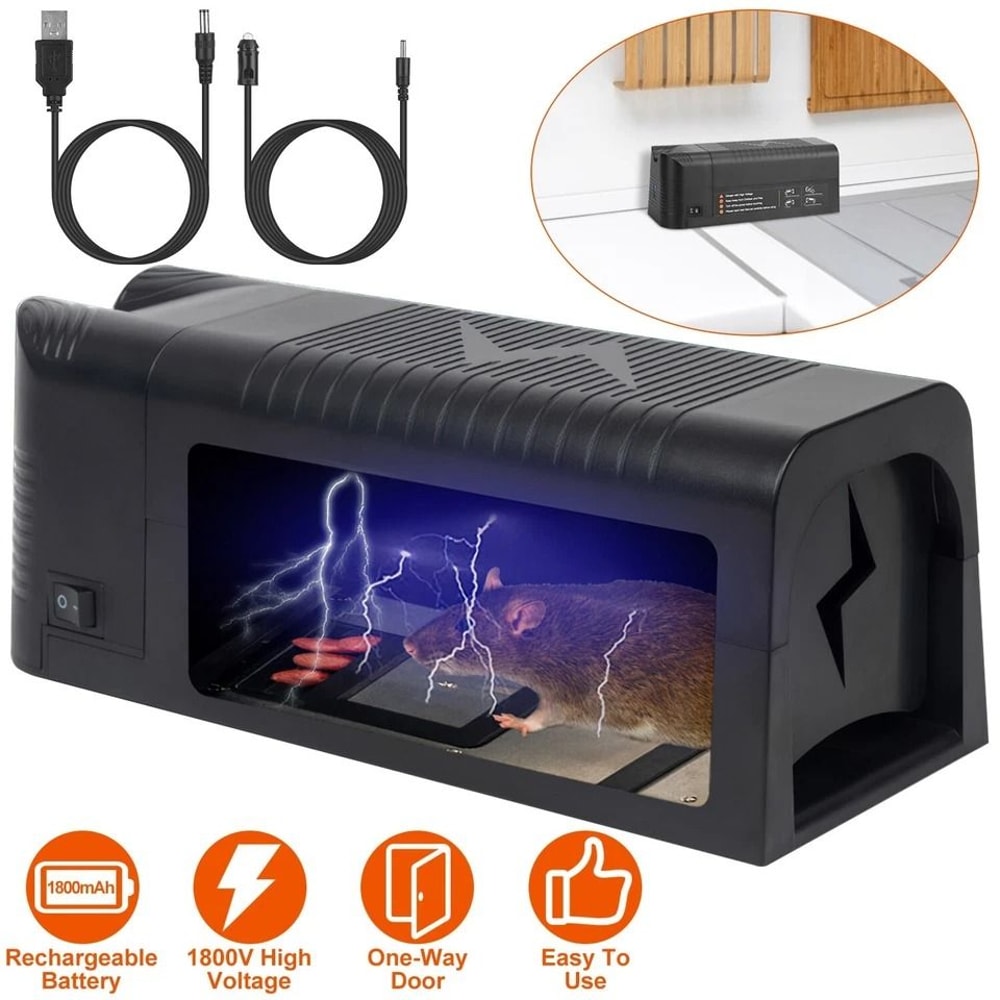 Rodent Zapper Electric Rat Trap 1800V Shock Mice Trap Rechargeable Reusable Home Pest Control Solut 10