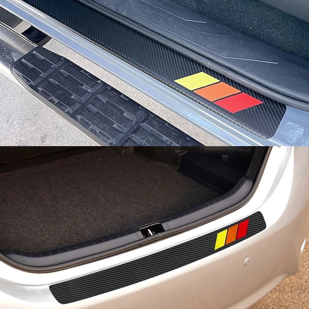 Carbon Fiber Door Sill Protector Rear Bumper Cover AntiScratch Step Plate 10