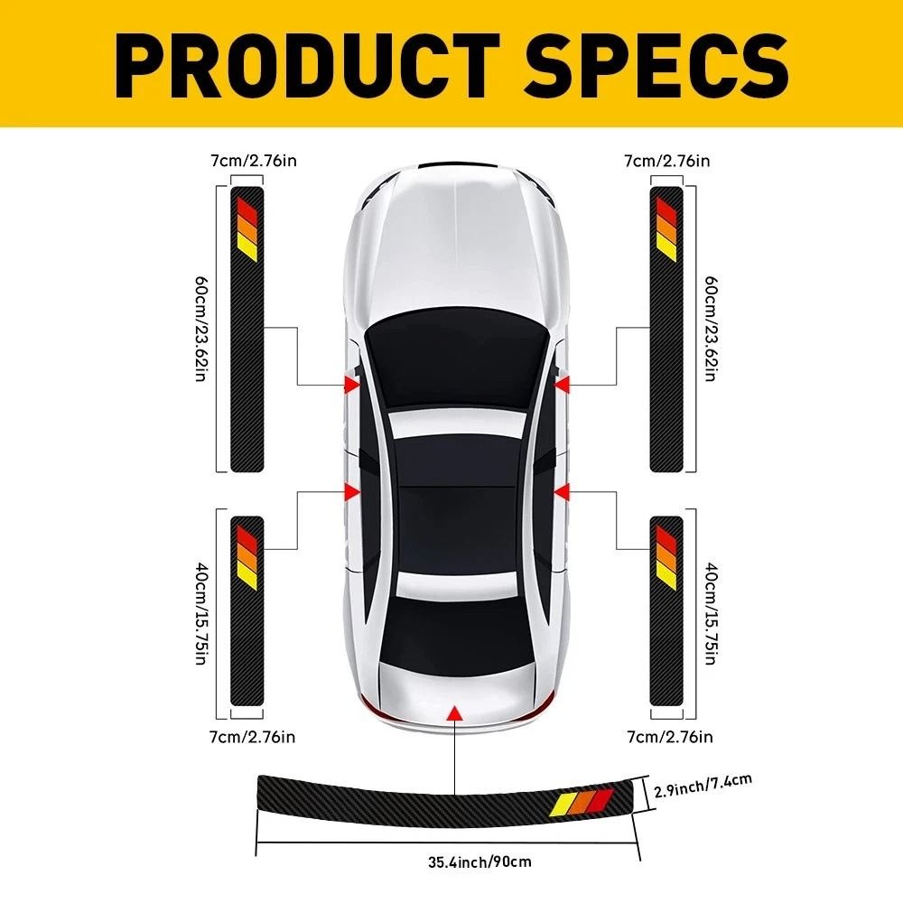 Carbon Fiber Door Sill Protector Rear Bumper Cover AntiScratch Step Plate 2