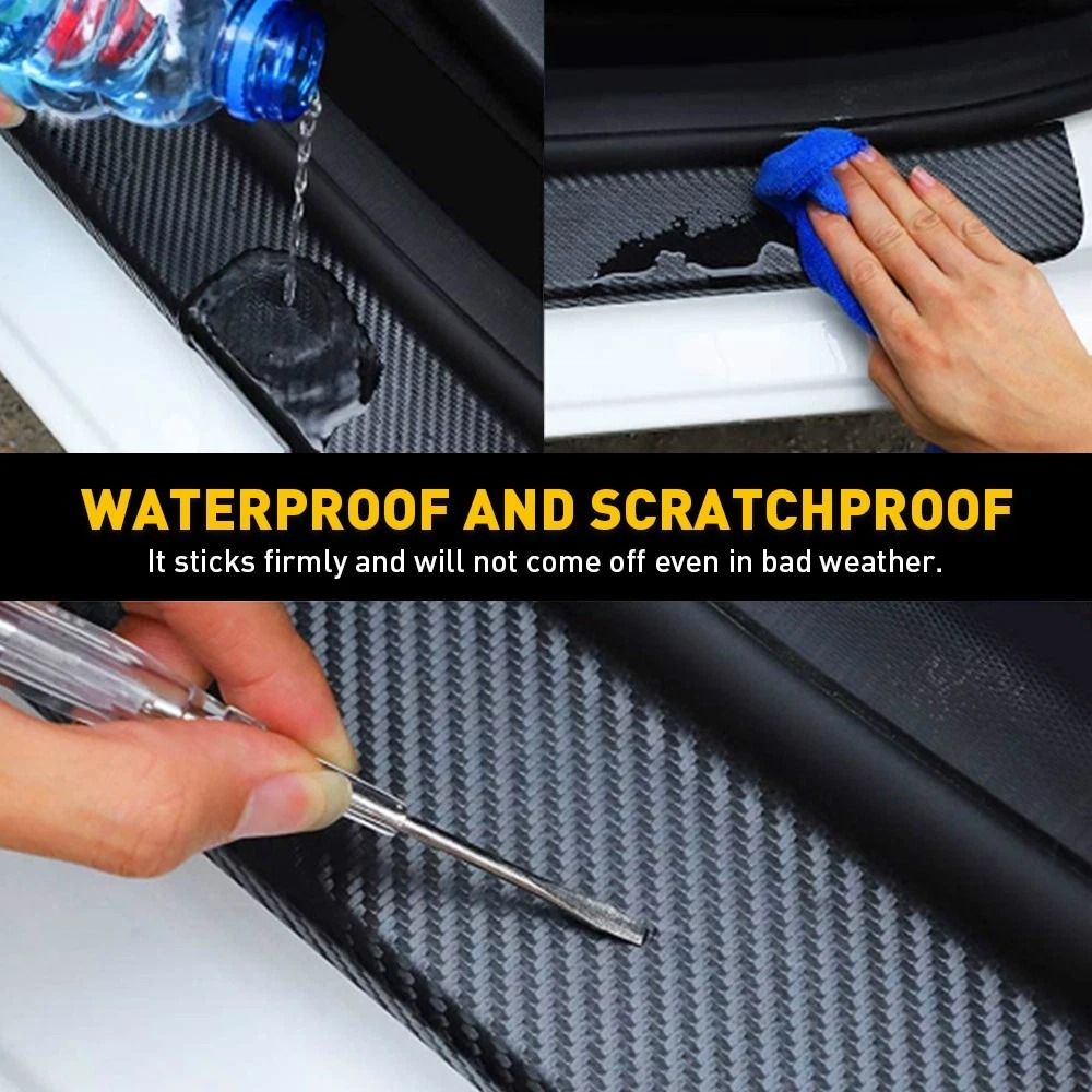 Carbon Fiber Door Sill Protector Rear Bumper Cover AntiScratch Step Plate 5