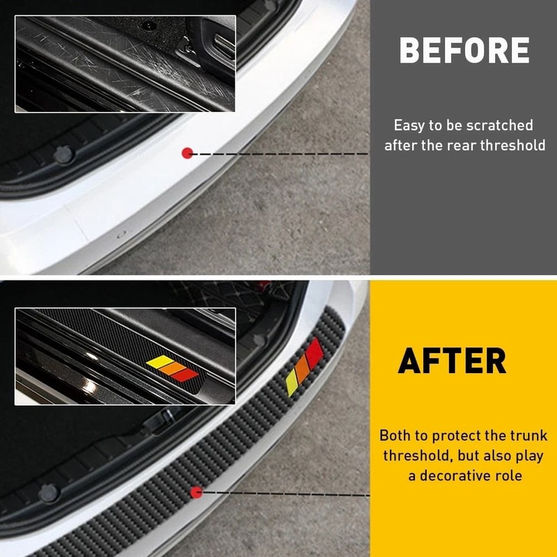 Carbon Fiber Door Sill Protector Rear Bumper Cover AntiScratch Step Plate 7