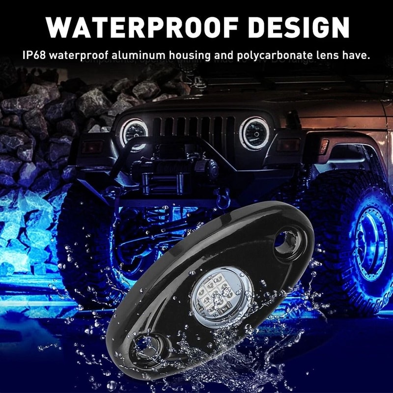 LED Rock Lights Blue Pods Waterproof Durable Aluminum 5