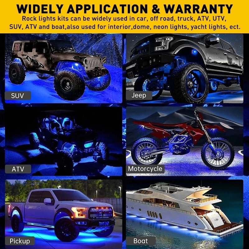 LED Rock Lights Blue Pods Waterproof Durable Aluminum 6