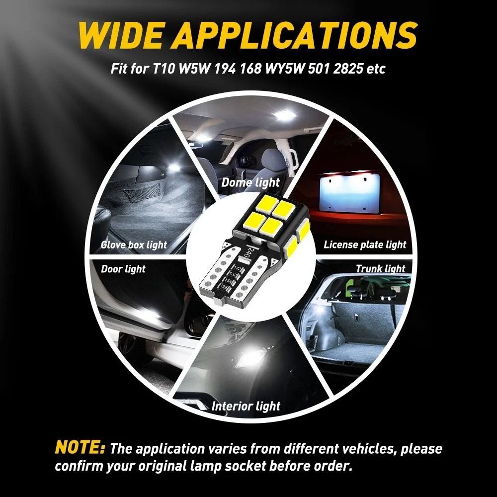 License Plate Light Bulbs LED Error Free High Brightness Chip Aluminum Body Fast Response 5