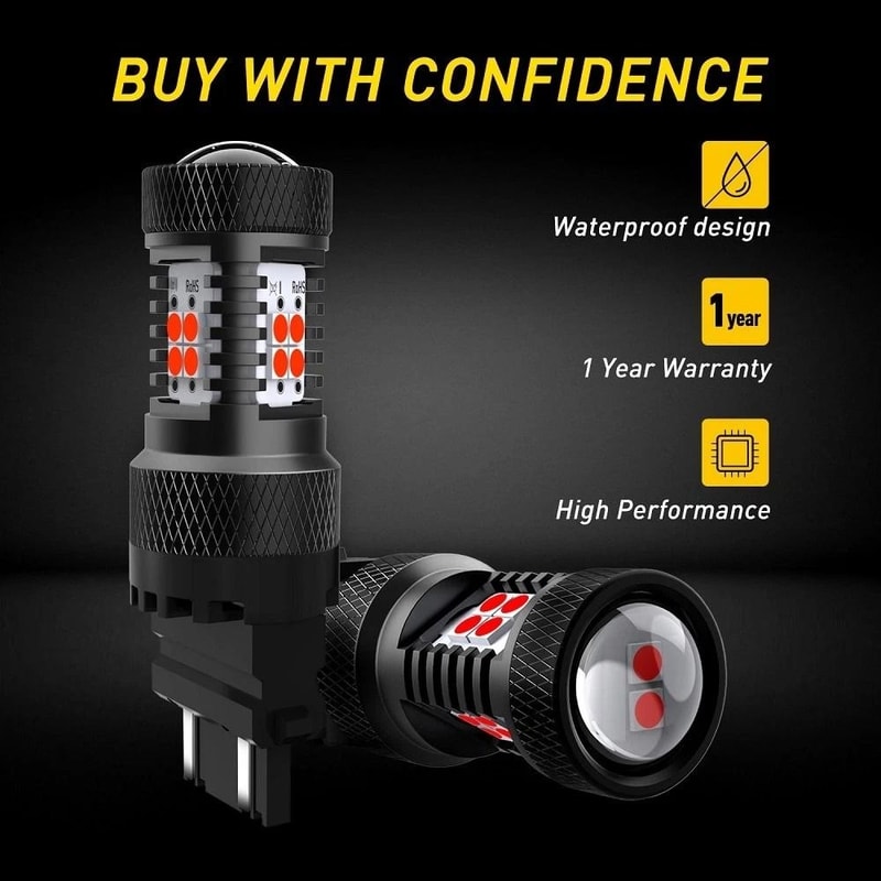 LED Stop Tail Brake Light Bulbs Pure Red Wide Voltage Aluminum Alloy 4