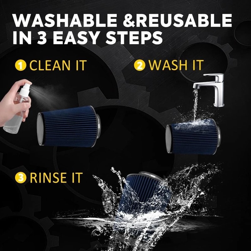 Long Performance BLUE Truck High Flow Cold Air Intake Cone Dry Filter Universal Fit 10