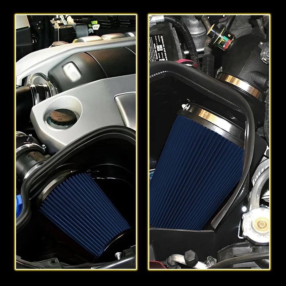Long Performance BLUE Truck High Flow Cold Air Intake Cone Dry Filter Universal Fit 11